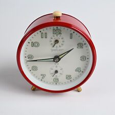 Peter Wecker Charmant Dekorativ Tischuhr Rot Vintage 1970er Uhr Leuchtziffern