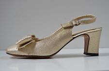 GÖRTZ Damen Slingbacks Pumps NOS 70er True Vintage 80s Sandalen gold block heel