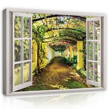 FENSTERBLICK GARTEN NATUR Wandbilder Fenster Leinwand Bilder Canvas Wohnzimmer