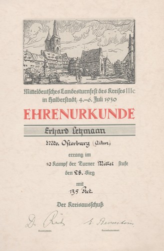 Urkunde deutsche turnerschaft - urkunde,