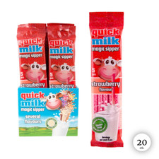 QUICK MILK - Strawberry - Trinkhalme mit Erdbeergeschmack - 20 Stück (100 Halme)