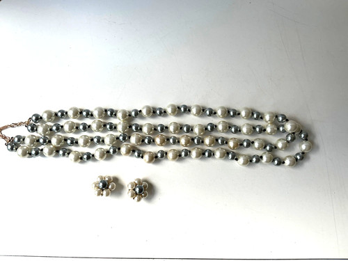 Set perlenkette weiss grau - perlenkette, ca