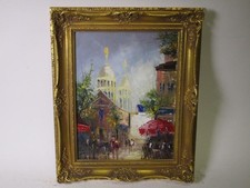 Gemälde, Straße Nähe Sacré-Coeur Paris, goldfb. Prunkrahmen, ~ 46 x 38 cm  VV429