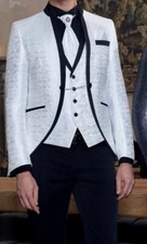 Slim Fit Hochzeitsanzug in Schwarz Weiß   - Standesamt-Anzug-Herrenanzug