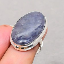 Iolith ovale Form Edelstein Handarbeit Mode Geschenk verstellbar Schmuck Ring...
