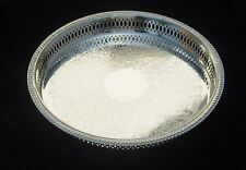 Galerie Tablett versilbert 34 cm mit Ziselierarbeiten verziert - NEU!