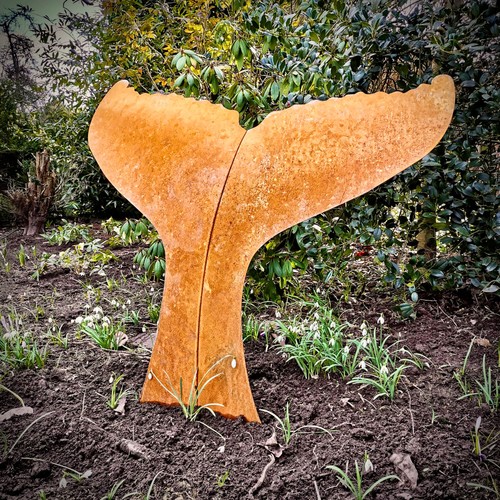 Edelrost skulptur walflosse - edelrost,