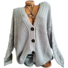Damen Cardigan Strickjacke Grobstrick NEU Grau Vivance 36/38 40/42 (2 256)