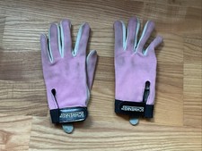 Benutzte pink-weiße Reithandschuhe von „Schwenkel“ in Gr. 6 1/2 zu 60% Leder