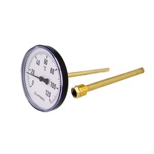 AFRISO Bimetall Zeigerthermometer 0 - 120°C mit Messing Tauchhülse/Schutzrohr