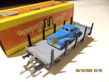 Modellbahn Spur TT. Zeuke Rungenwagen mit PKW EMW als Ladegut. Gebraucht, OVP.