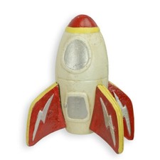 Spardose farbige Rakete aus schwerem Eisenguss antik Vintage Geschenk Eycatcher