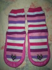 >>"Socks & Fun" Hausschuhe/ Fliesenrutscher, rosa m. Ledersohle  Gr.34-35 <<