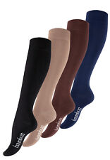 4 Paar Damen "Bambus" Kniestrümpfe Schwarz Dunkelblau Beige Viskose Strümpfe