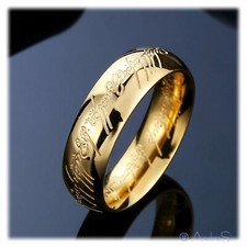 Ring d.Macht Titan hartvergoldet fein-mittl.Lasergravur inkl.Edels.kette 16,2-23