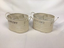 Vintage look Blech / 2 Metall Besteckkorb / 4 Fächer 21 x 12,5 cm - Shabby Look