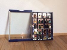 Wandregal Holzregal mit Spiegel und Glastür blau für Mini-Flacons Deco-Stil