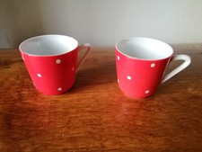 50er Kahla DDR Porzellan Mokkatasse Tasse rot weiß Punkte Fliegenpilz 6 cm