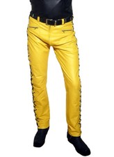 LEDERHOSE gelb Schnürjeans