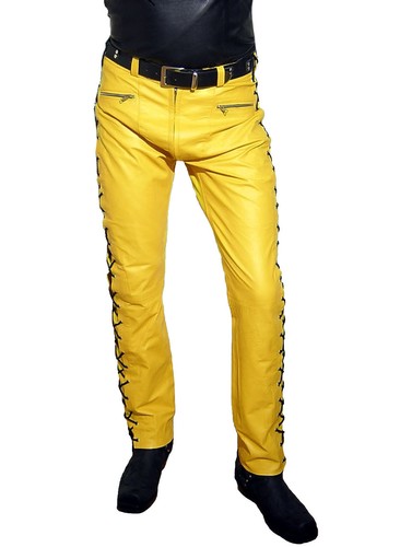 Lederhose gelb schnürjeans - gelb,