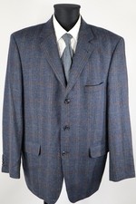 Atwardson braun-blau-kariertes Sakko Gr.28/XXL Schurwolle Kaschmir Top Zustand