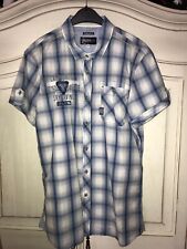 Camp David Herrenhemd Kurzarm SKYDIVING Gr. M Regular Fit blau-weiß kariert