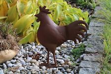 Hahn aus Metall, Lackierung in Rost, L 28 cm, H 33,5 cm, B 7 cm, Dekofigur Hahn