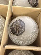 Glaskugel ø8cm Christbaumkugel Schwer Weiss Crackle Vintage