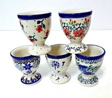 Eierbecher auf Fuß, Bunzlauer Keramik, BIENEN- DACKEL- PFERDE- KATZENMOTIV