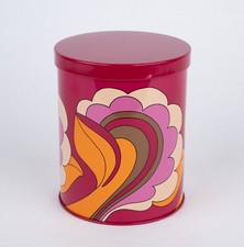 Retro Blechdose Pop Art Flower Power Pink/Rosa/Orange/Braun/Beige - Top Zustand