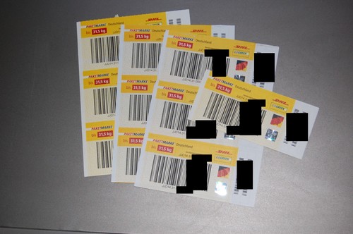 10x dhl paketmarke 5kg - dhl-paketmarke, 31,5kg