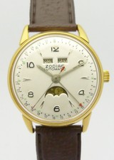 ZODIAC KOMPLIZIERTE MONDPHASEN KALENDERUHR DOUBLE´HERRENUHR SCHWEIZ 1950erJAHRE