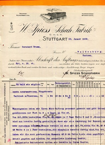 Brief 1909 w spiess - w.,