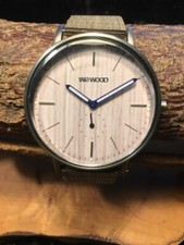 Armbanduhr Quarz WE Wood ALBACORE Silver White Pear Armband aus Holz wie Neu 