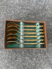 Mokka-/Espresso-/Teelöffel 6 Stück Bronze Nickel Farbe Gold Länge 11 cm 