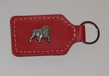 Schlüsselanhänger / Leder Englische Bulldogge, ROT Bulldog 
