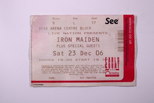 Iron maiden konzertticket - maiden,