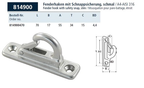 Fenderhaken edelstahl mit - edelstahl,