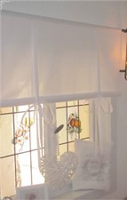 Raffrollo Gardine Weiß Baumwolle Landhaus Shabby Chic Vintage Bändchenrollo 1