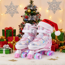 Rollschuhe Kinder Roller Skates 4 Größen Verstellbar mit LED Rädern für Anfänger