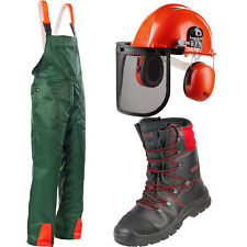 Forstschutz Set 3 tlg Schnittschutzhose + Schnittschutzstiefel + Forsthelm