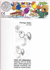 Ü-Ei Beipackzettel BPZ 613002 Flamingo Bella aus der Serie Bunte Vogelwelt 1998