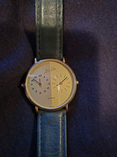 JEAN D'EVE Dual TIME Armbanduhr/Herren/37MM/Vergoldet/SWISS MADE/Sammlerstück