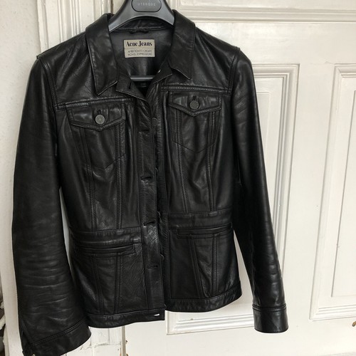 Acne jeans lederjacke - jeans, schwarz
