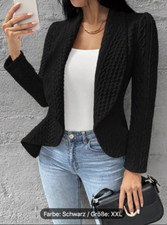 Elegante Damen- Elegante Langarmjacke-Jacke - Offene Front-schwarz-Gr.XXL