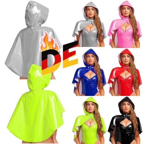 Damen wetlook kapuzenumhang - damen,
