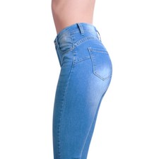 Damen Skinny Jeans Push Up Hose High Waist Destroyed Fransen Slim Fit Stretch 