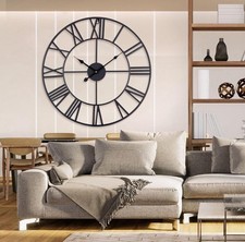 Wanduhr Groß Ohne Tickgeräusche Lautlos 60Cm Römische Ziffer Quarz Batterie