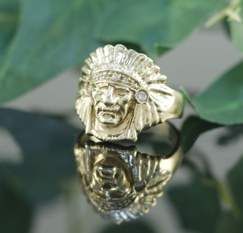 Indianer kopf ring 585er - ring, in