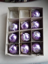 Alte Weihnachtskugeln 10 Stück, Lila, Gold, Weiß,